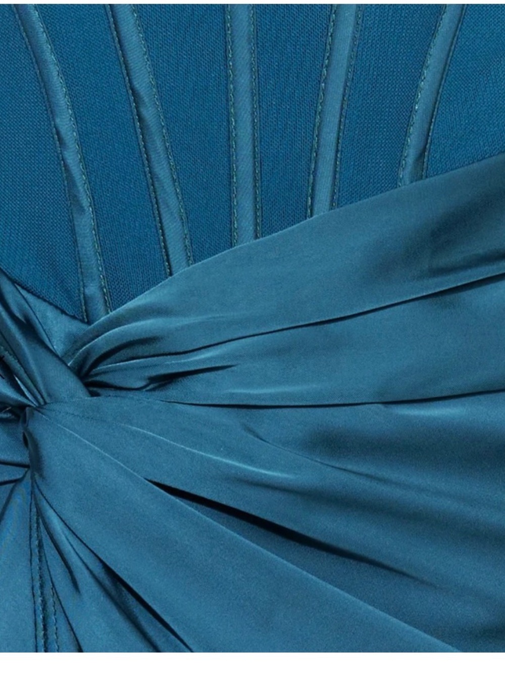 New Hello Molly sz 2 Strapless Teal Evening Gown with Twist Front and High Slit - Picture 5 of 11